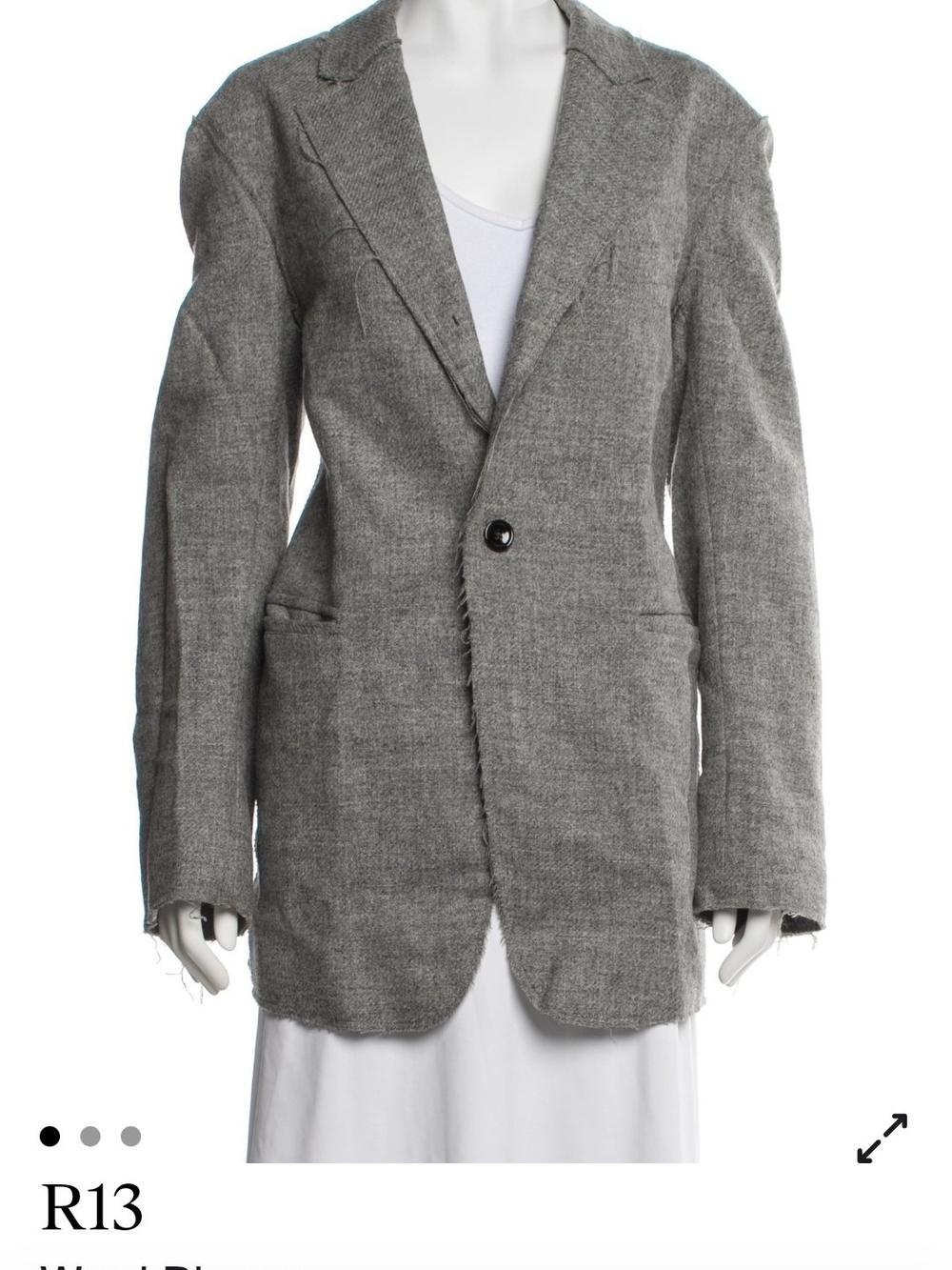R13 Women's Gray Single-Button Blazer Jacket